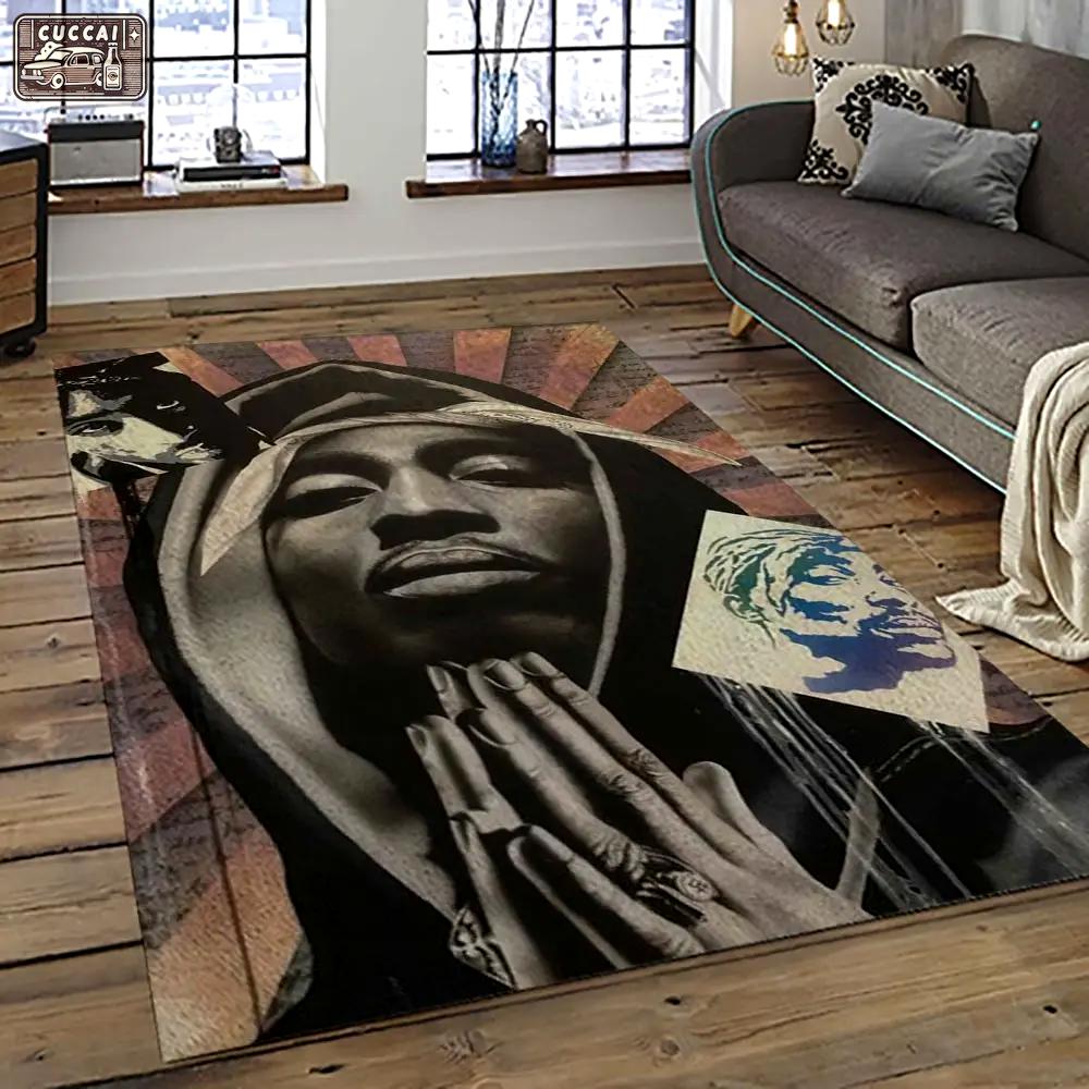 Tupac shakur rapper hiphop music rap carpet area rug home decor gift for fans gift for friends ts48 Rectangle Rug