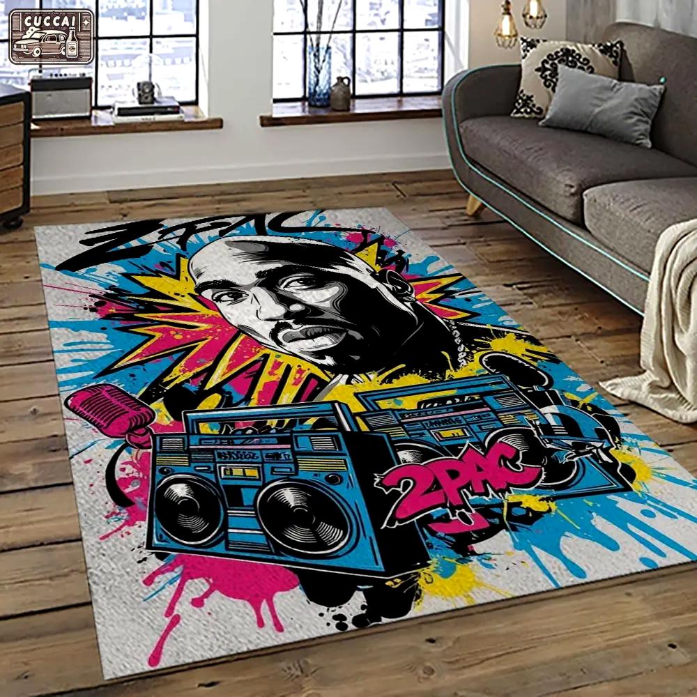Tupac shakur rapper hiphop music rap carpet area rug home decor gift for fans gift for friends ts59 Rectangle Rug