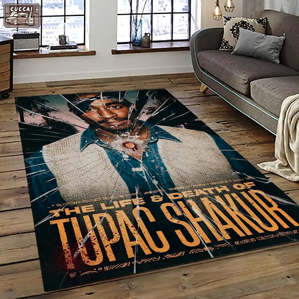 Tupac shakur rapper hiphop music rap carpet area rug home decor gift for fans gift for friends ts8 Rectangle Rug