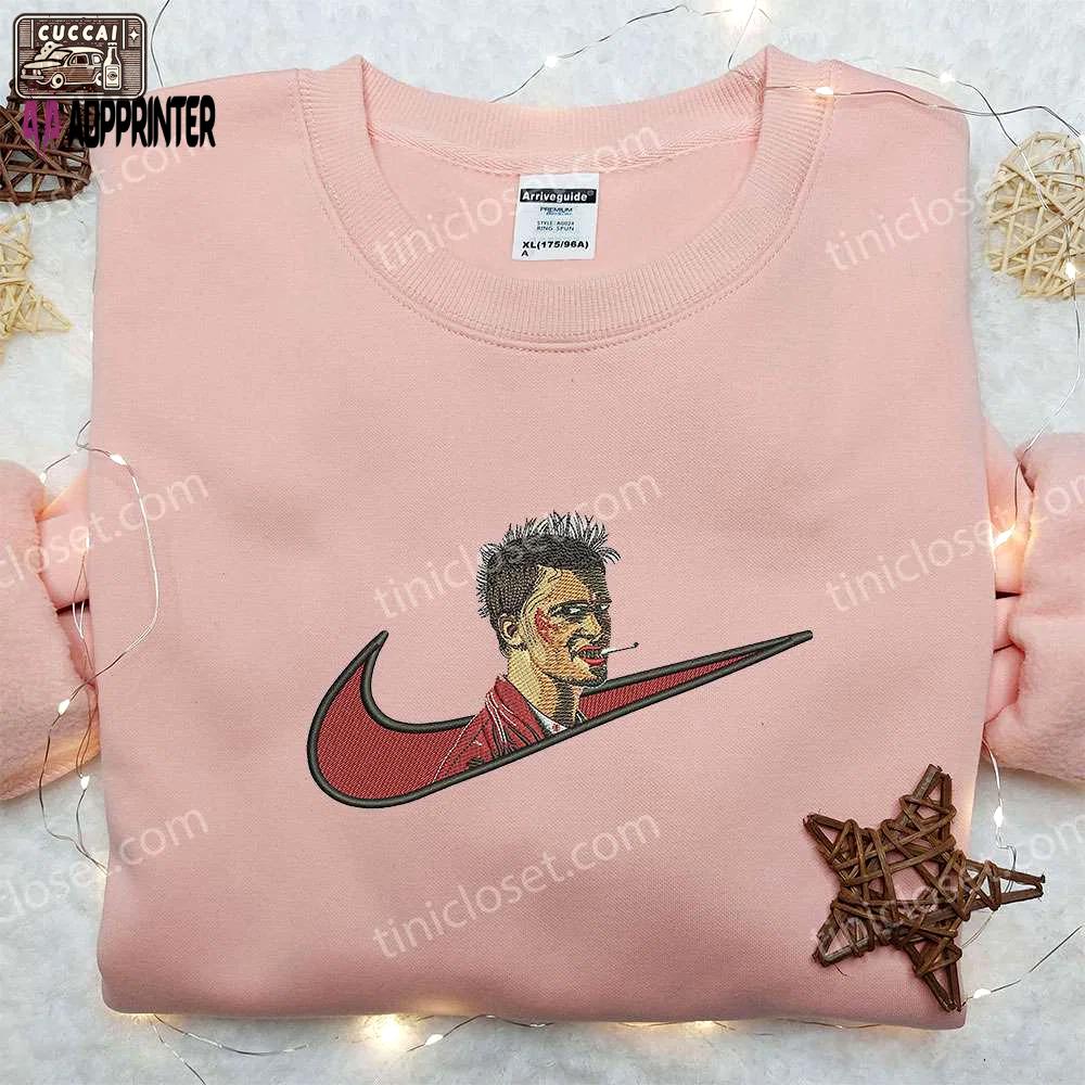 Tyler durden x nike swoosh embroidered hoodie & shirts: movie-inspired nike collection Embroidered Shirt