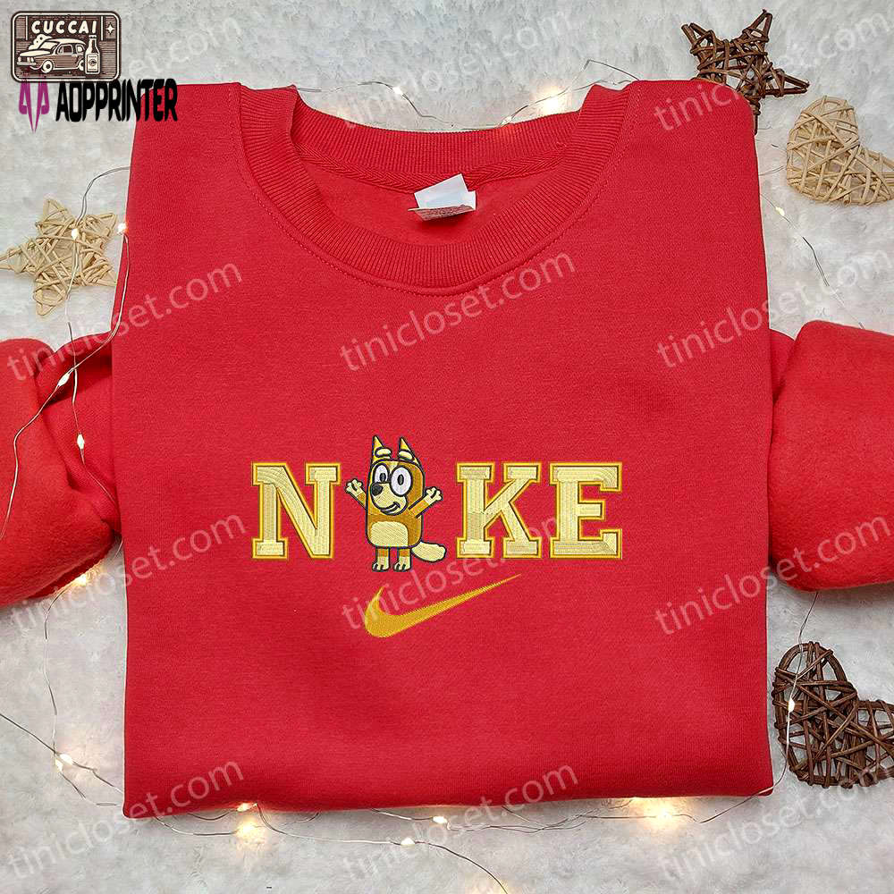 Unique bingo x nike cartoon & bluey embroidered shirts – custom nike designs Embroidered Shirt