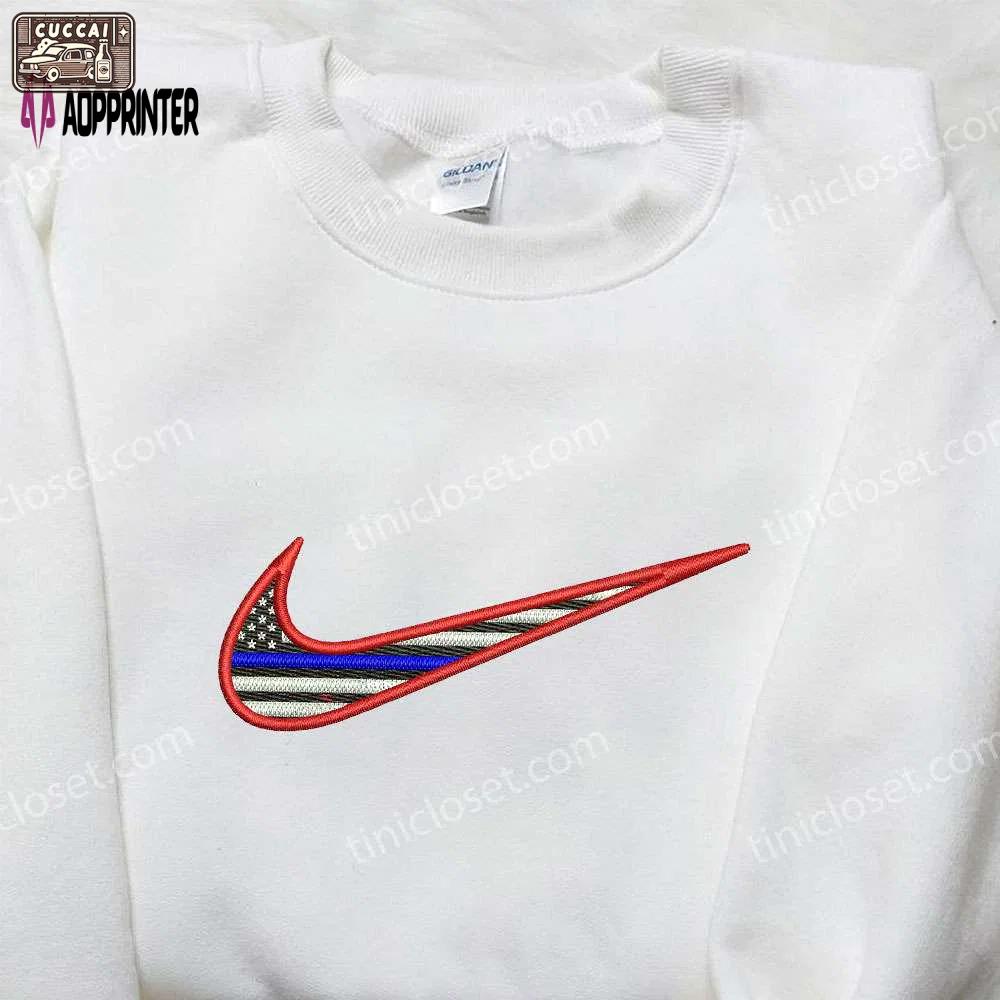 Usa flag x nike embroidered shirt: custom gift for husband limited edition nike embroidery Embroidered Shirt