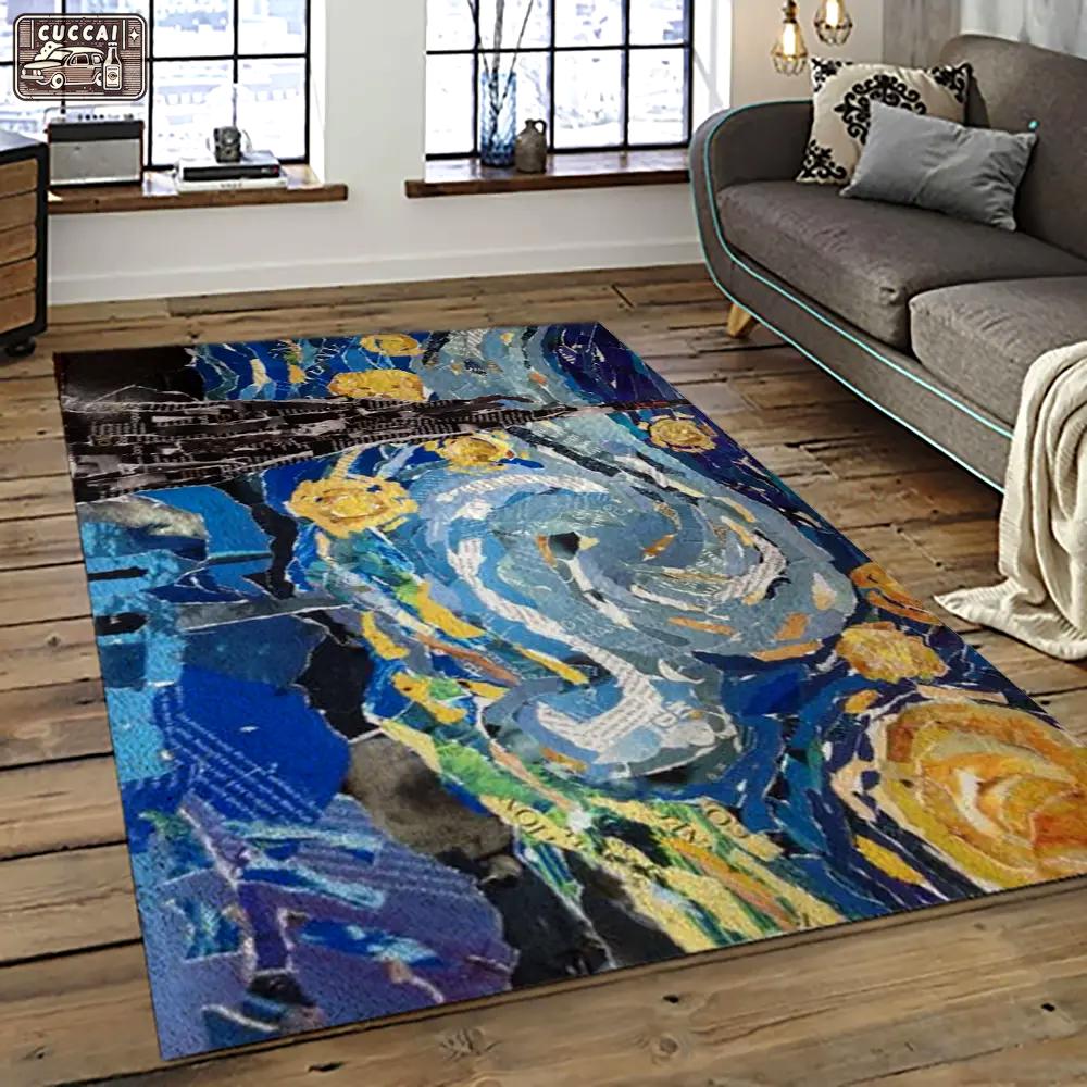 Van gogh starry night harry potter cartoon movie carpet rectangle area rug for room decor vhp2 Rectangle Rug