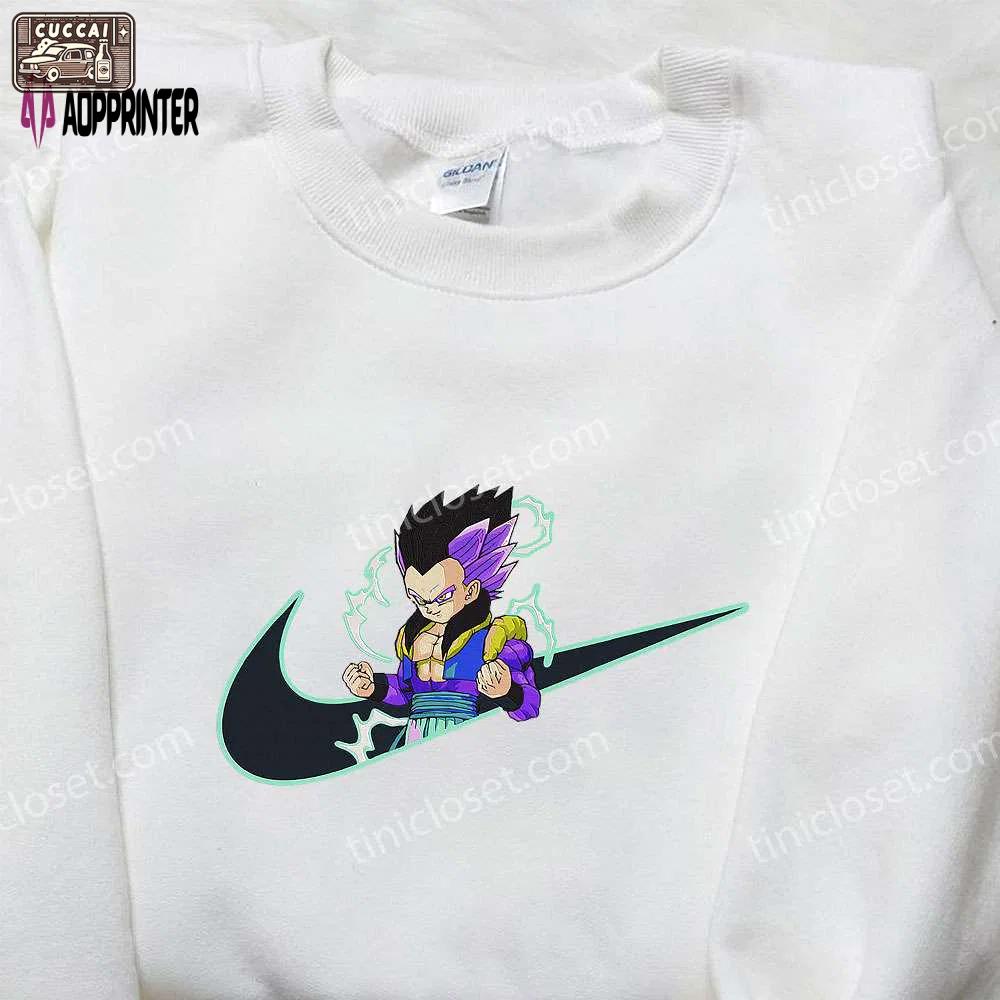Vegeta super saiyan purple x nike swoosh anime embroidered hoodie and shirts: dragon ball & nike inspired apparel Embroidered Shirt