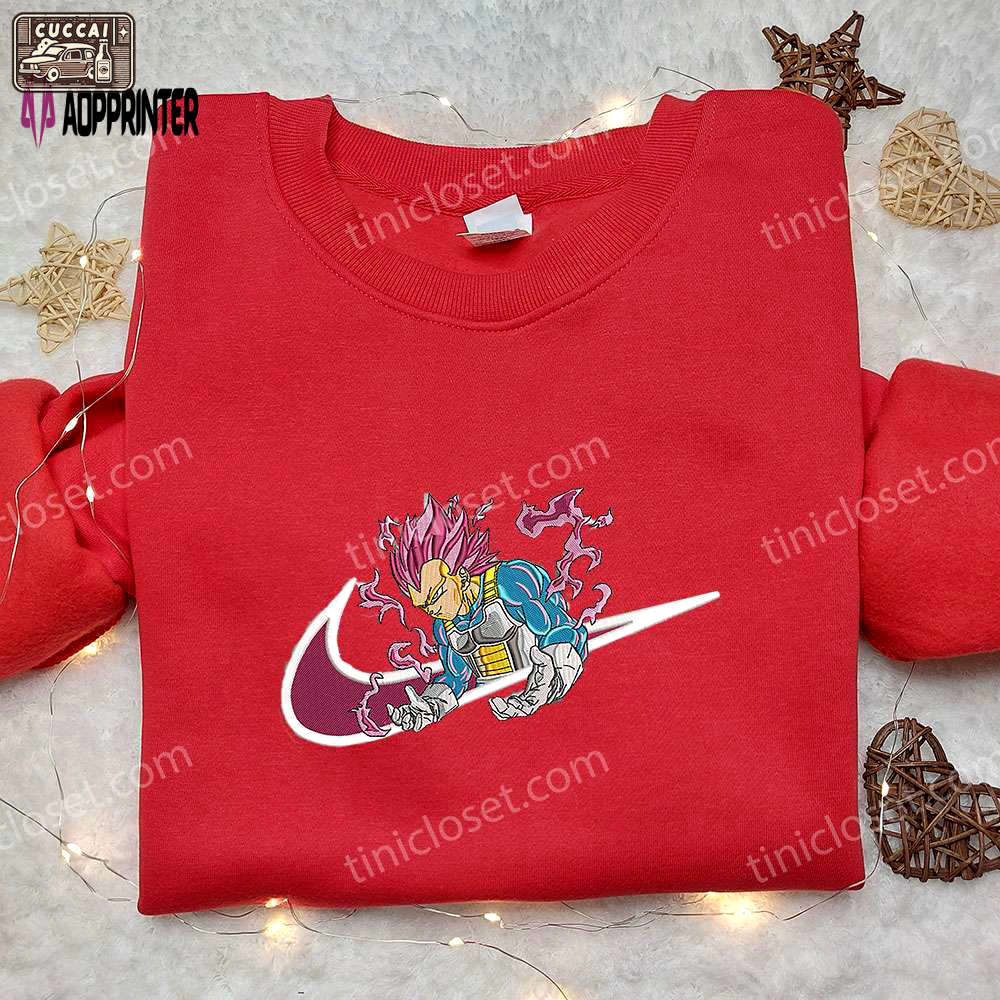 Vegeta x nike swoosh anime hoodie dragon ball shirt nike inspired embroidery Embroidered Shirt