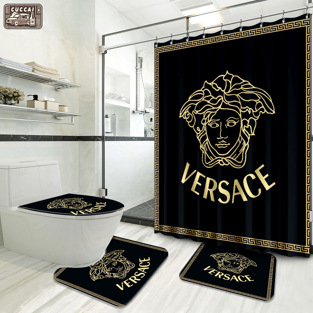 Versace black goden hypebeast home decor bath mat luxury fashion brand bathroom sets Bathroom Set