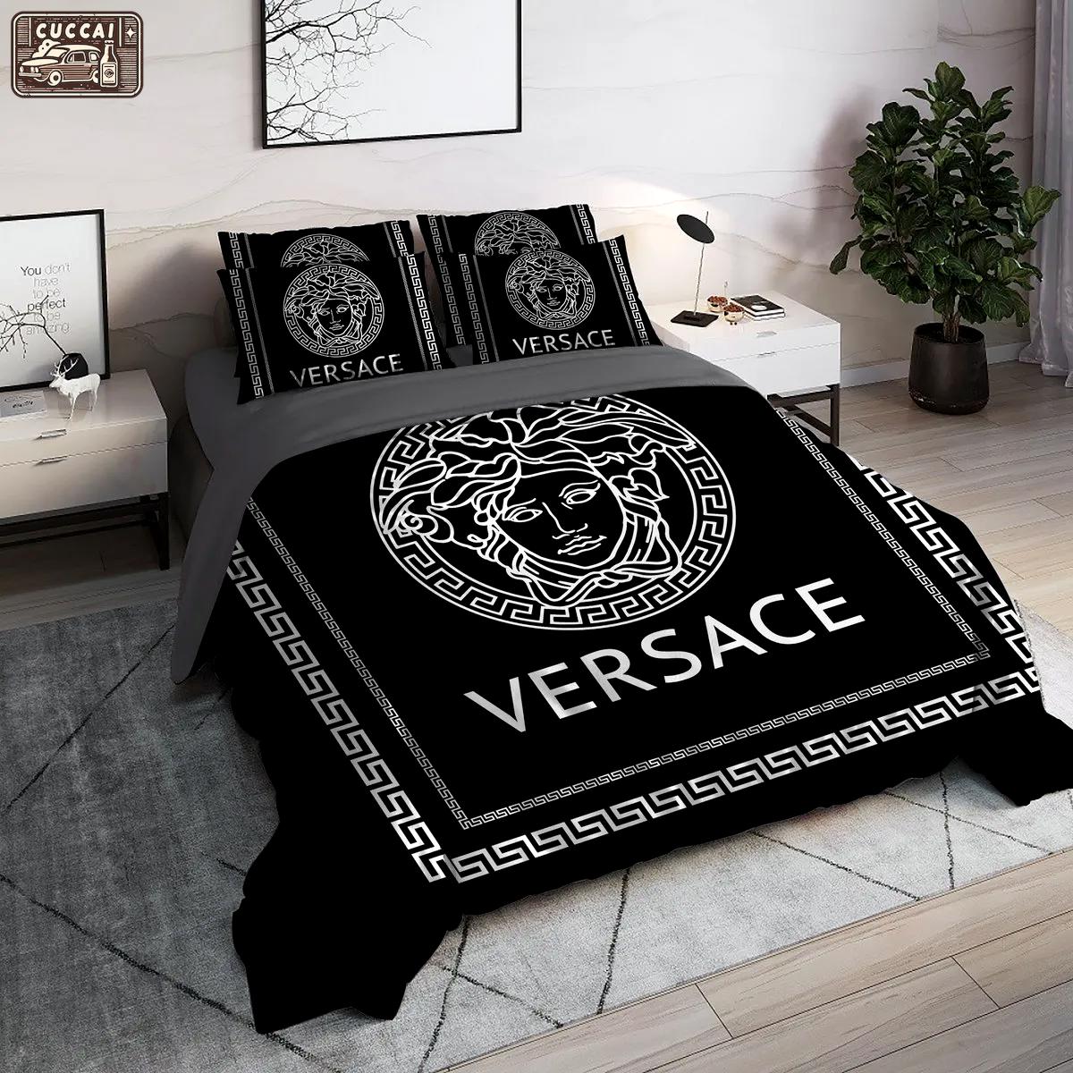 Versace black luxury brand bedding set for bedroom luxury bedspread duvet cover set with pillowcases home decoration Bedding Sets