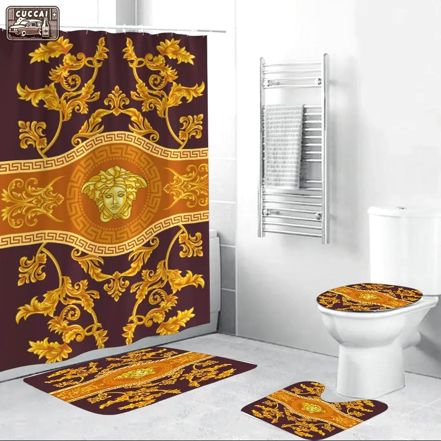 Versace golden hypebeast home decor bath mat luxury fashion brand bathroom sets Bathroom Set