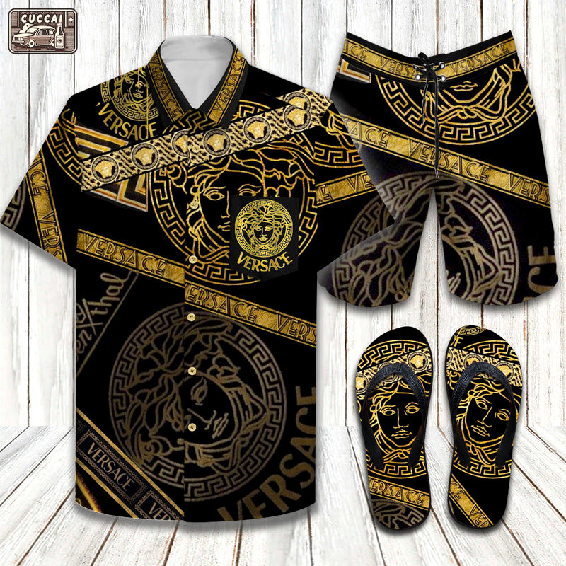 Versace gothic limited hawaiian shirt shorts and flip flops Hawaii Shirt Shorts & Flip Flops