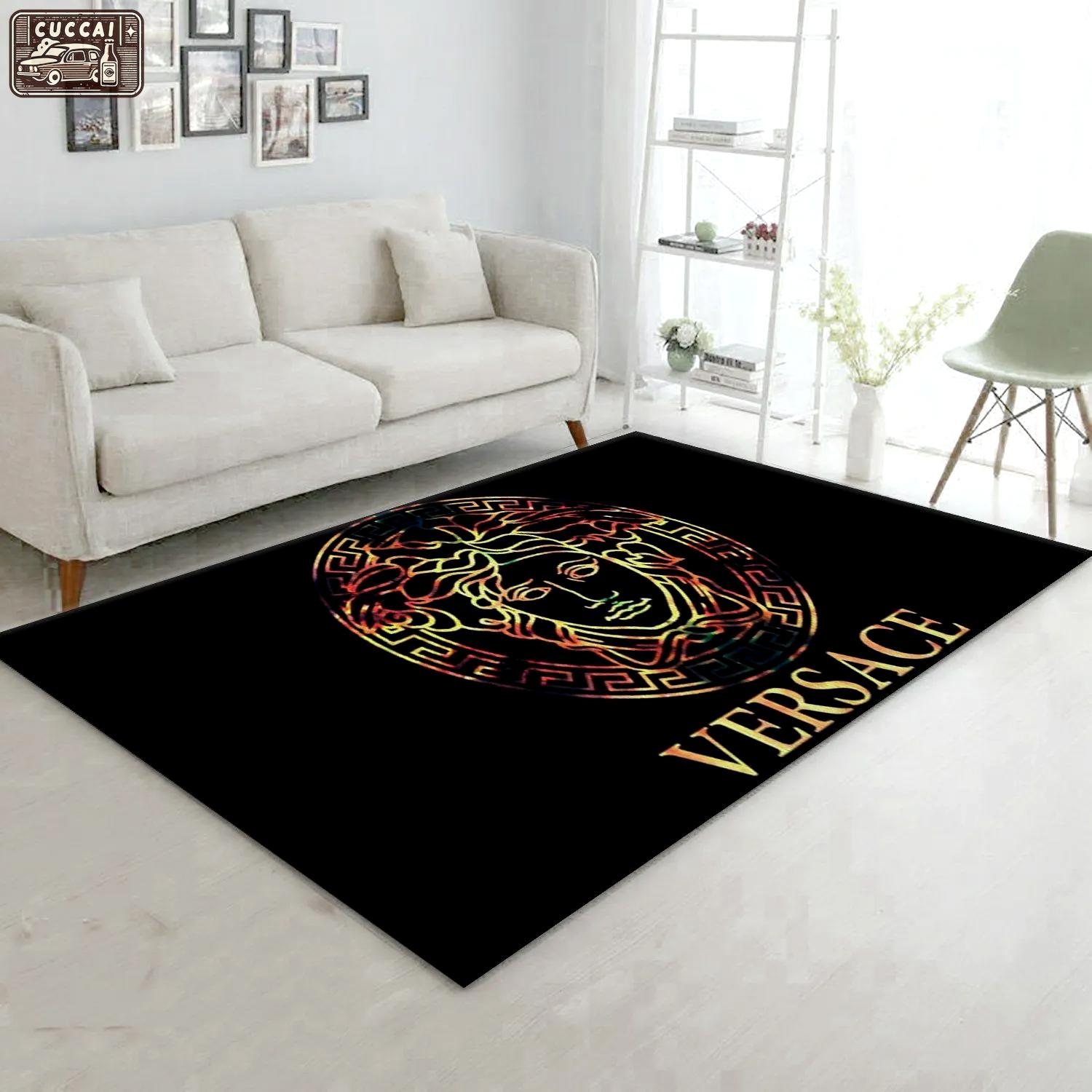 Versace logo type 842. Upgrade Your Living Room with Luxury Home Decor: Area Carpets, Floor Decor, Door Mats, and Hot Gift Items with style a High-End Fashion Brand Rectangle Rug