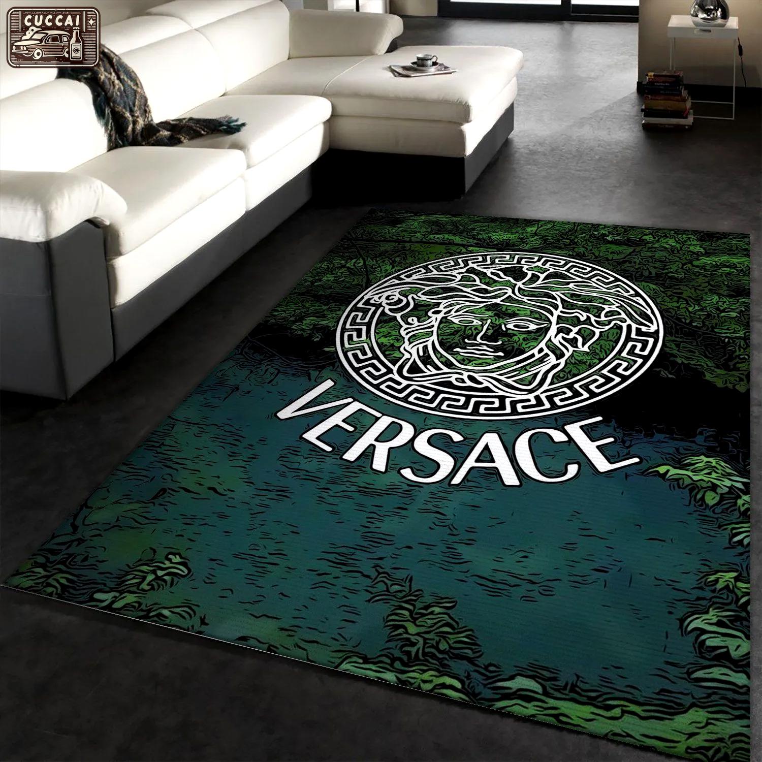 Versace logo type 863. Upgrade Your Living Room with Luxury Home Decor: Area Carpets, Floor Decor, Door Mats, and Hot Gift Items with style a High-End Fashion Brand Rectangle Rug