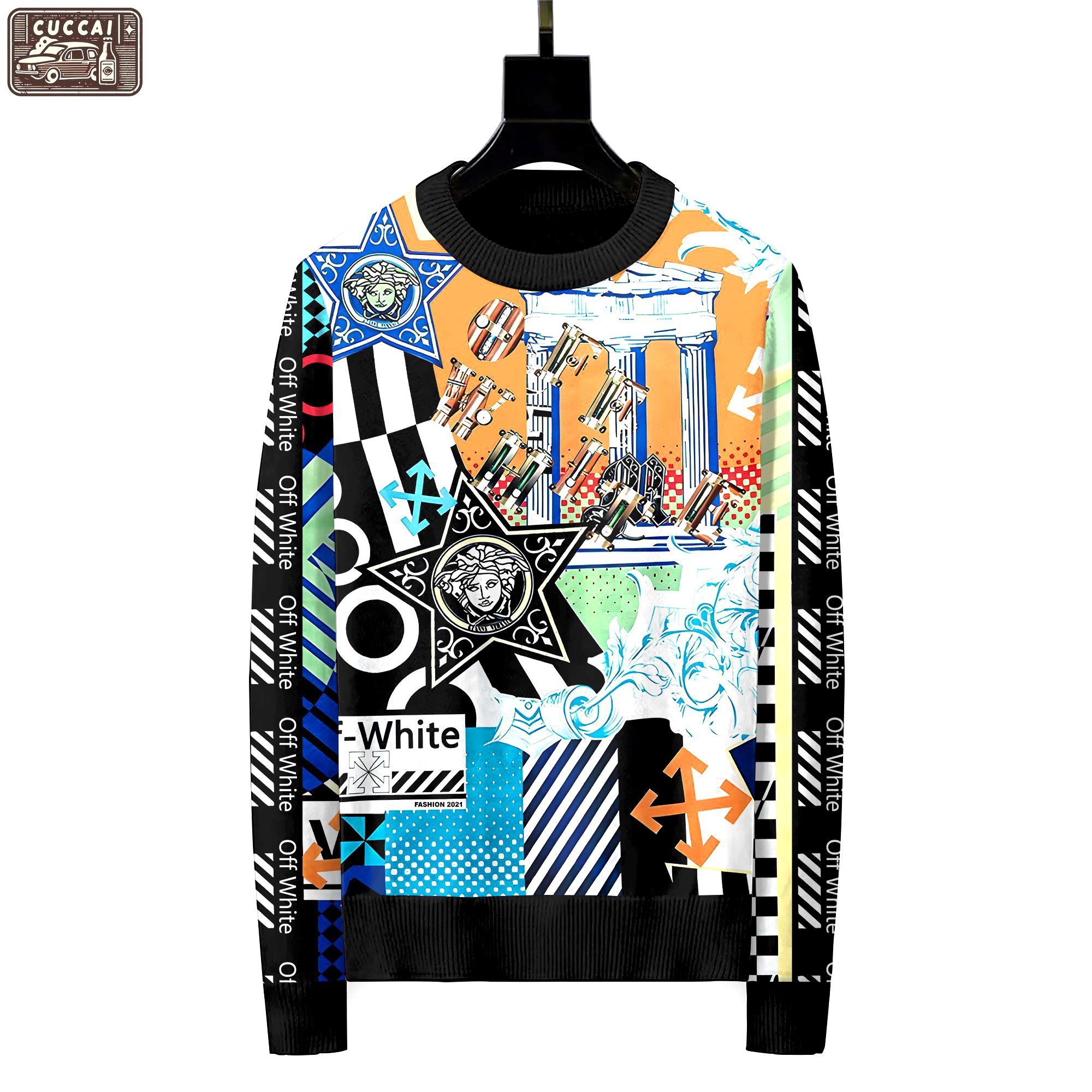 Versace luxury ugly sweater for winter  hot 2024 style 492 Christmas Ugly Sweater