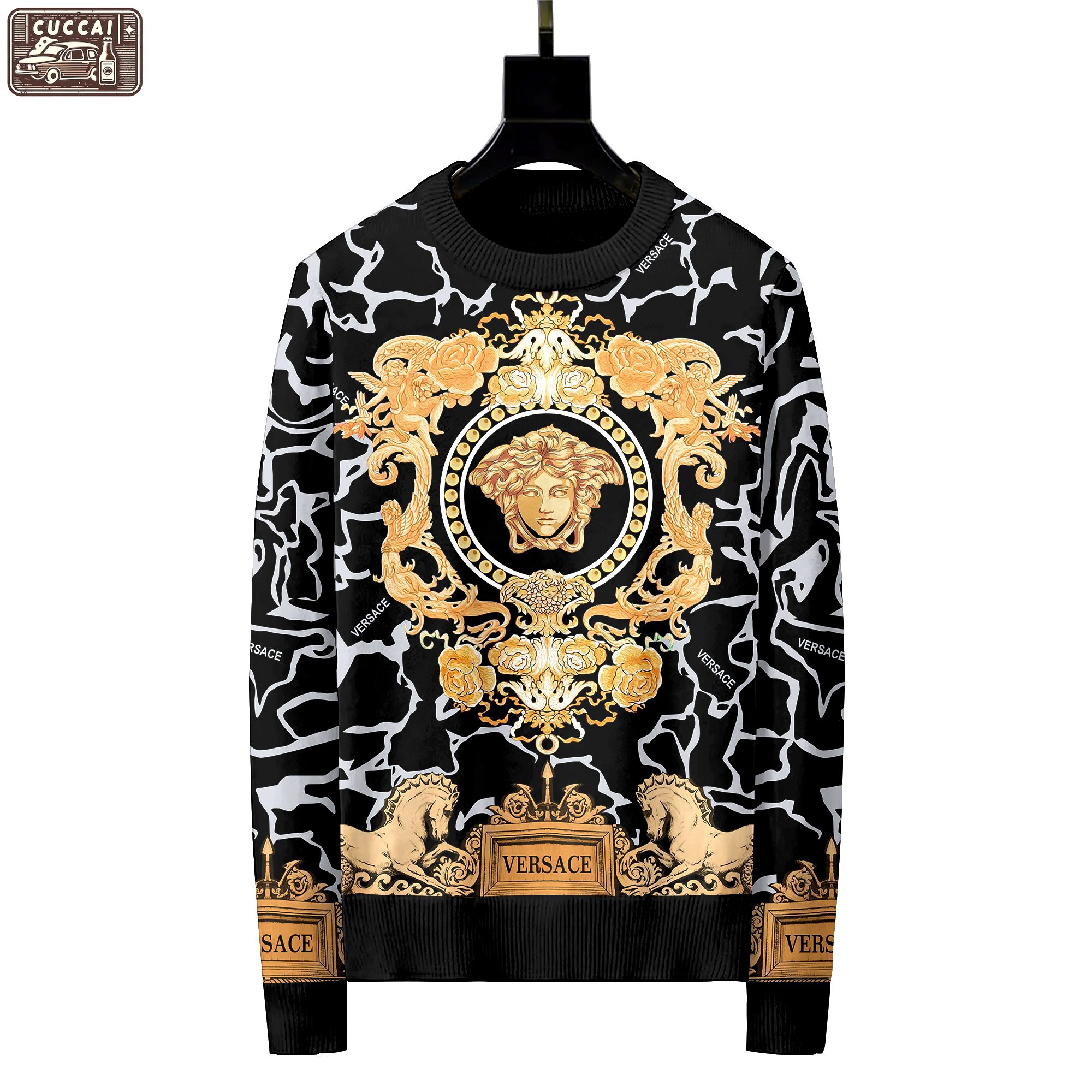 Versace luxury ugly sweater for winter  hot 2024 style 582 Christmas Ugly Sweater
