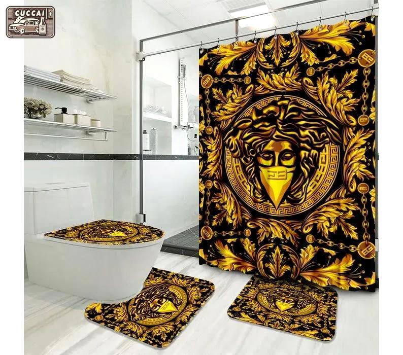 Versace medusa golden fashion logo limited luxury brand bathroom set home decor Bathroom Set