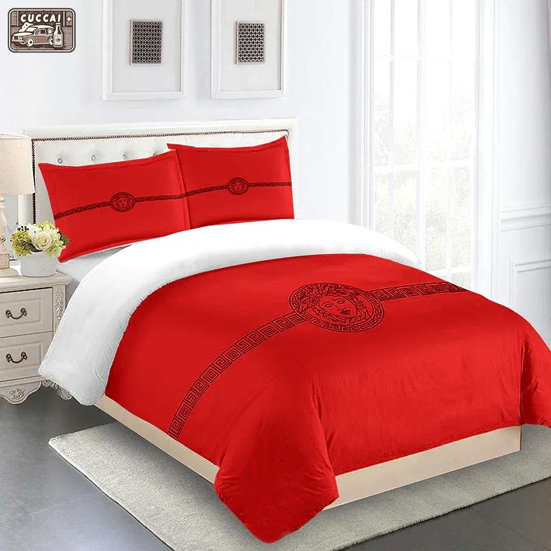 Versace medusa red logo type 16 Bedding Sets covers bedspread bed linen duvet luxury ideas hyperbeast Bedroom blankets premium fashion brand sheets home decor bedclothes