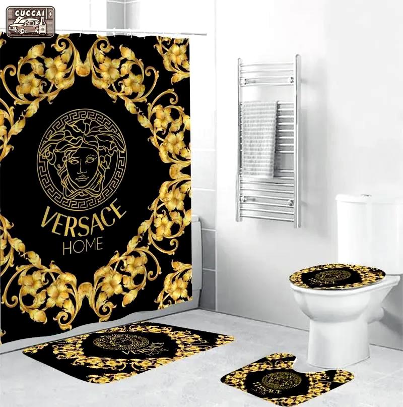Versace pattern fashion logo limited luxury brand bathroom set home decor Bathroom Set