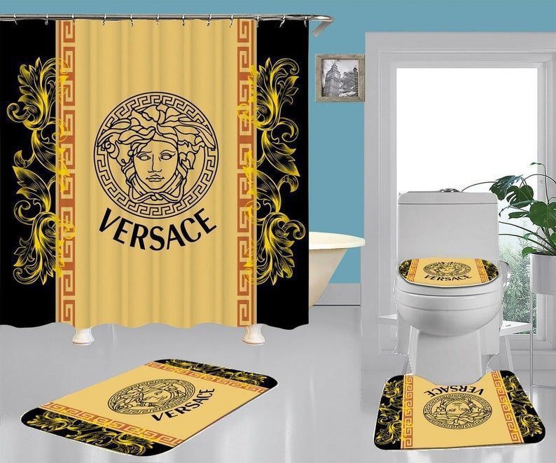 Versace type 20 shower curtain waterproof luxury bathroom mat set hot 2023 27 Bathroom Accessory Sets