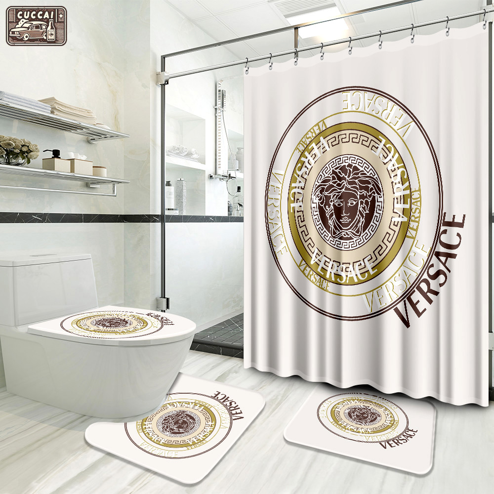 Versace white home decor bathroom sets luxury fashion brand bath mat hypebeast Bathroom Set