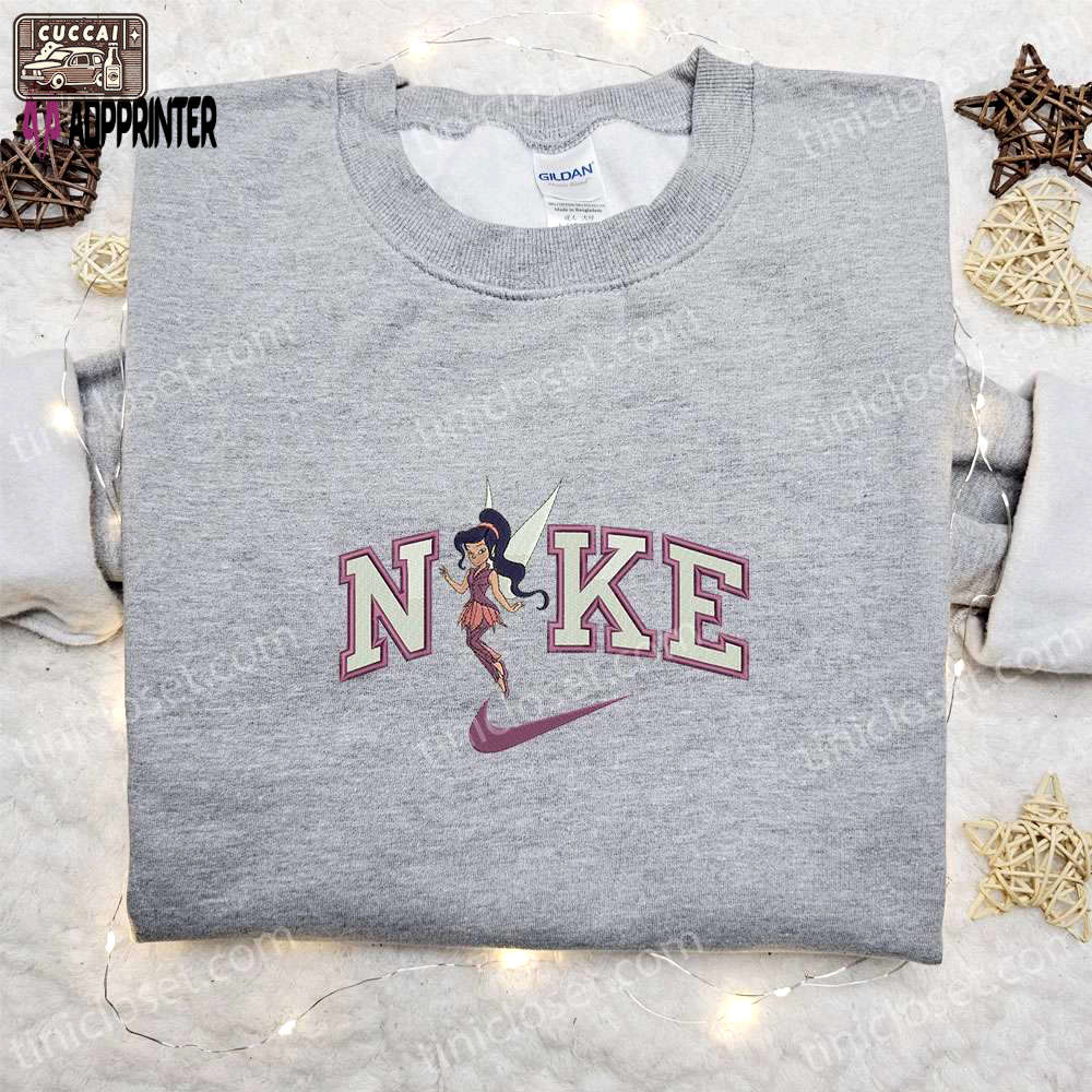 Vidia x nike embroidered sweatshirt tinker bell disney shirt – the best gift Embroidered Shirt