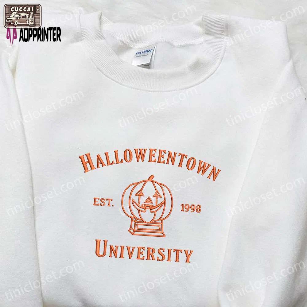 Vintage halloween town est 1998 embroidered shirt – best gift for halloween lovers Embroidered Shirt