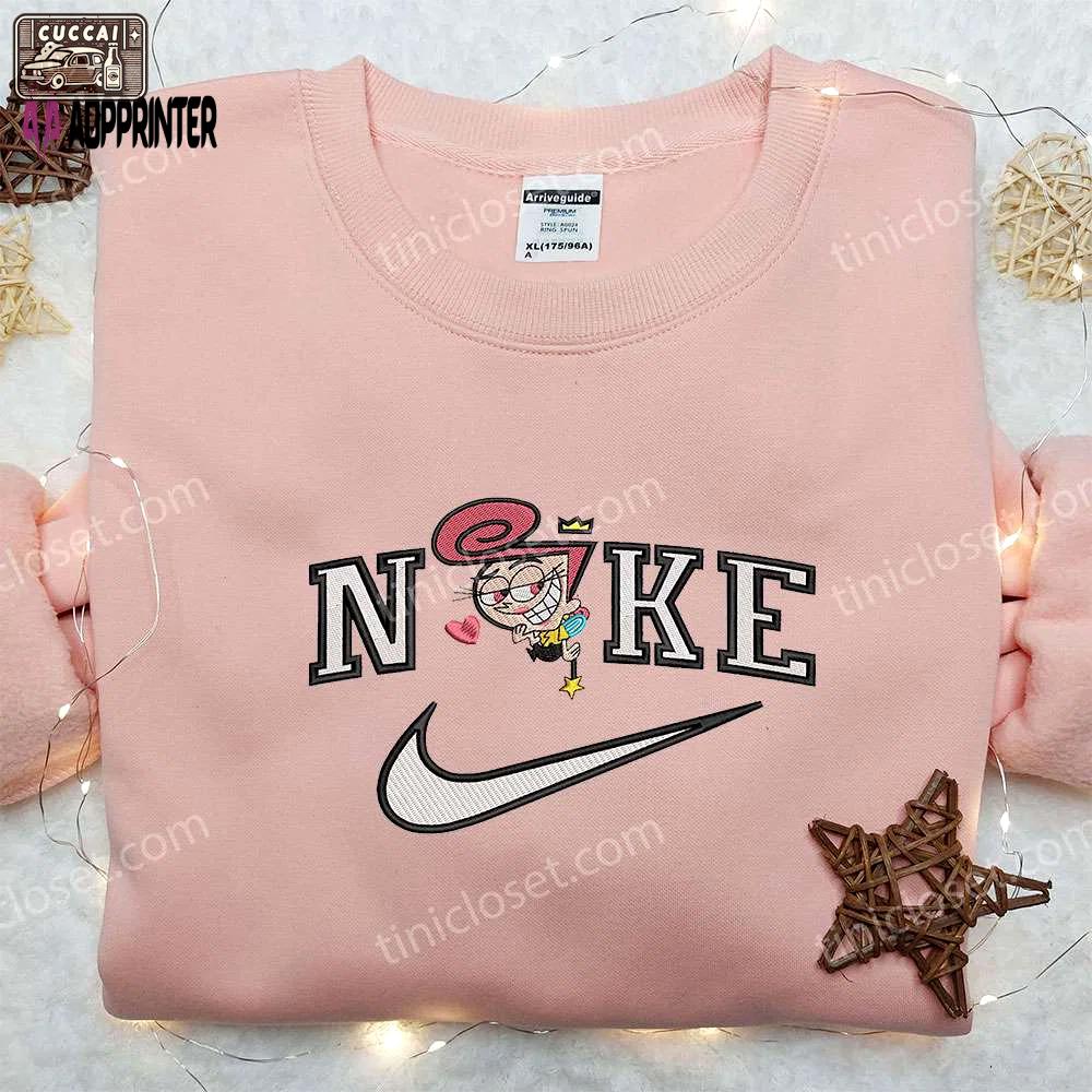 Wanda fairywinkle x nike embroidered hoodie: the fairly oddparents & nike inspired shirt Embroidered Shirt
