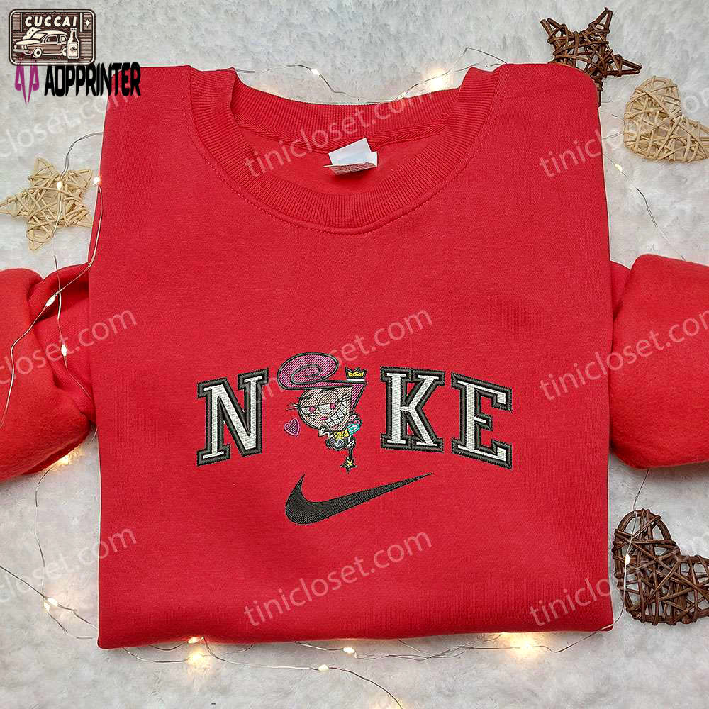 Wanda x nike embroidered sweatshirt fairly oddparents cartoon shirt nike inspired Embroidered Shirt