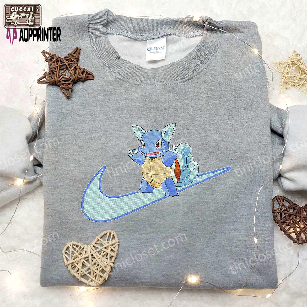 Wartortle x nike anime hoodie & embroidered shirts: pokemon & nike inspired apparel Embroidered Shirt