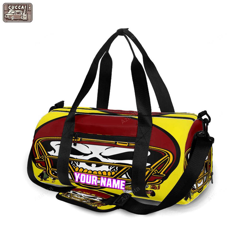 Washington football team skull wearing helmet1 personalized name travel bag gym bag 1119 Travel Bag