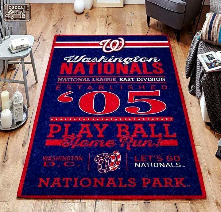 Washington nationals area rug living room rug mlb team logo rug v6687 Rectangle Rug