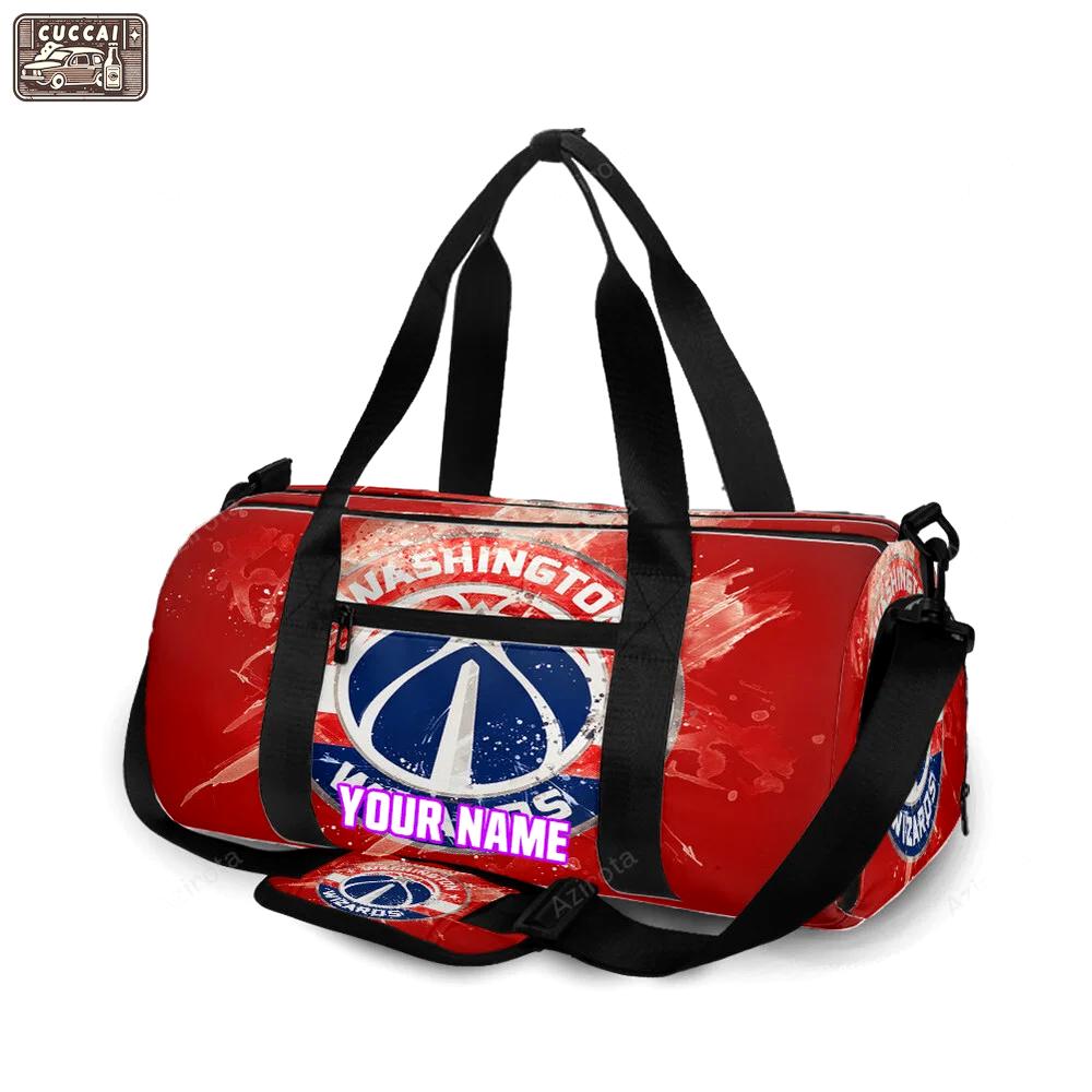 Washington wizards red white splash color personalized name travel bag gym bag 2636 Travel Bag