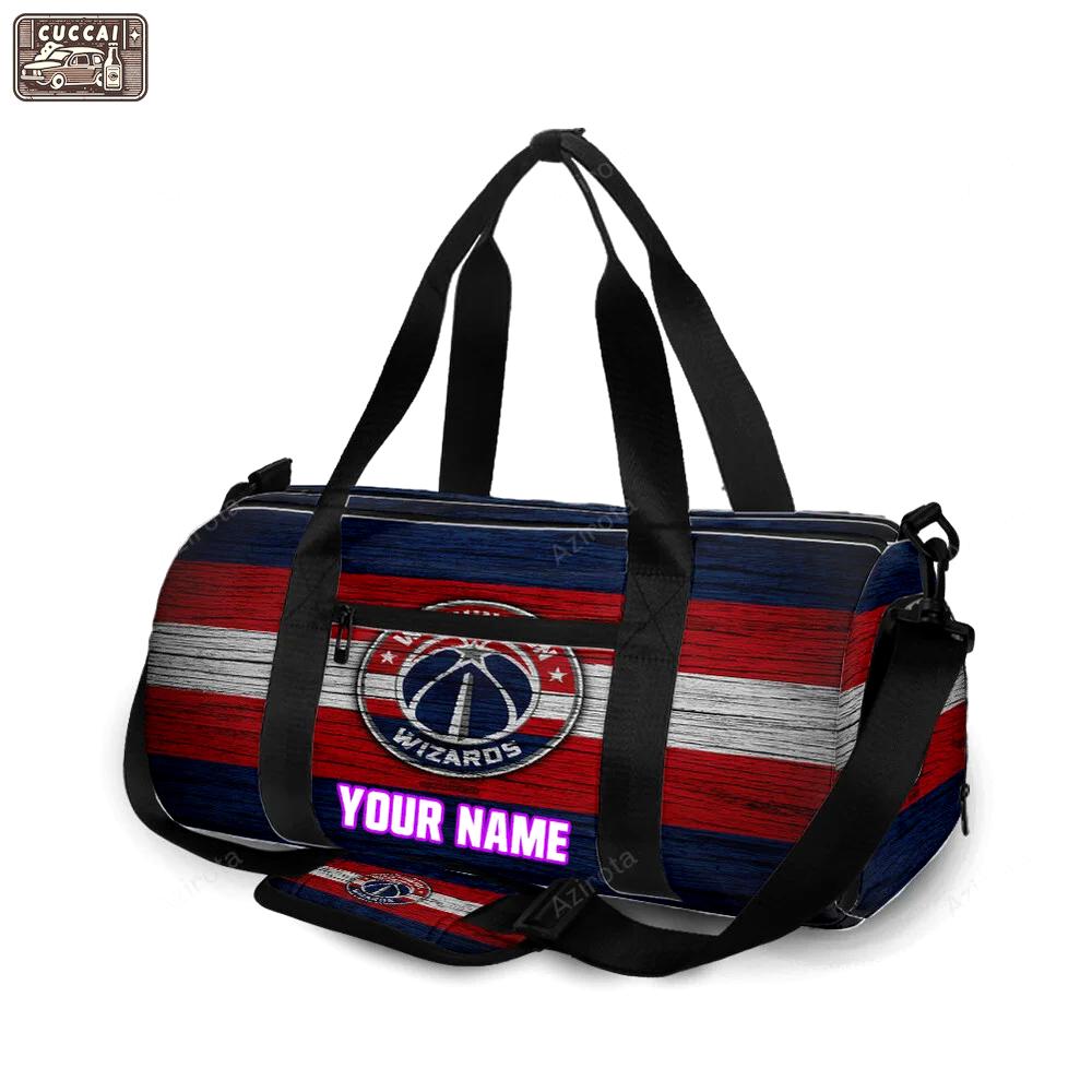 Washington wizards red white wood personalized name travel bag gym bag 2622 Travel Bag