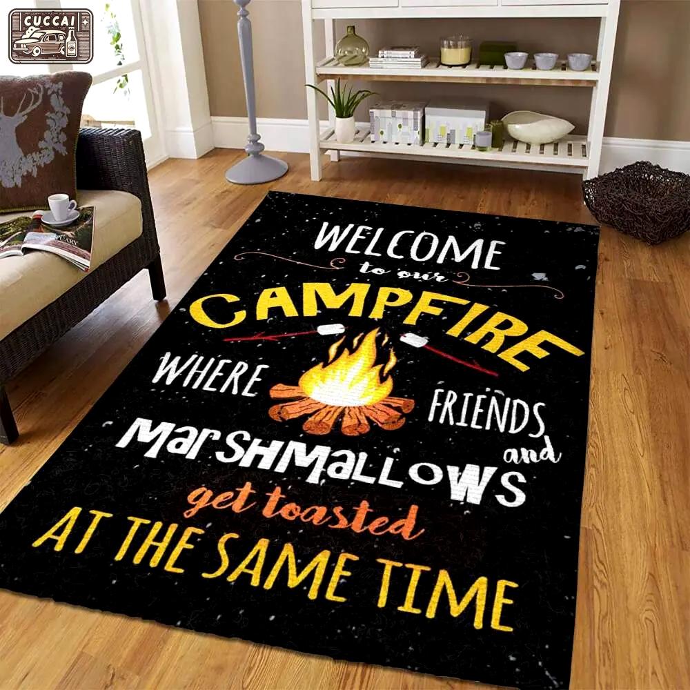 Welcome to camfire quote camping no1967 living room area rug home decor Rectangle Rug