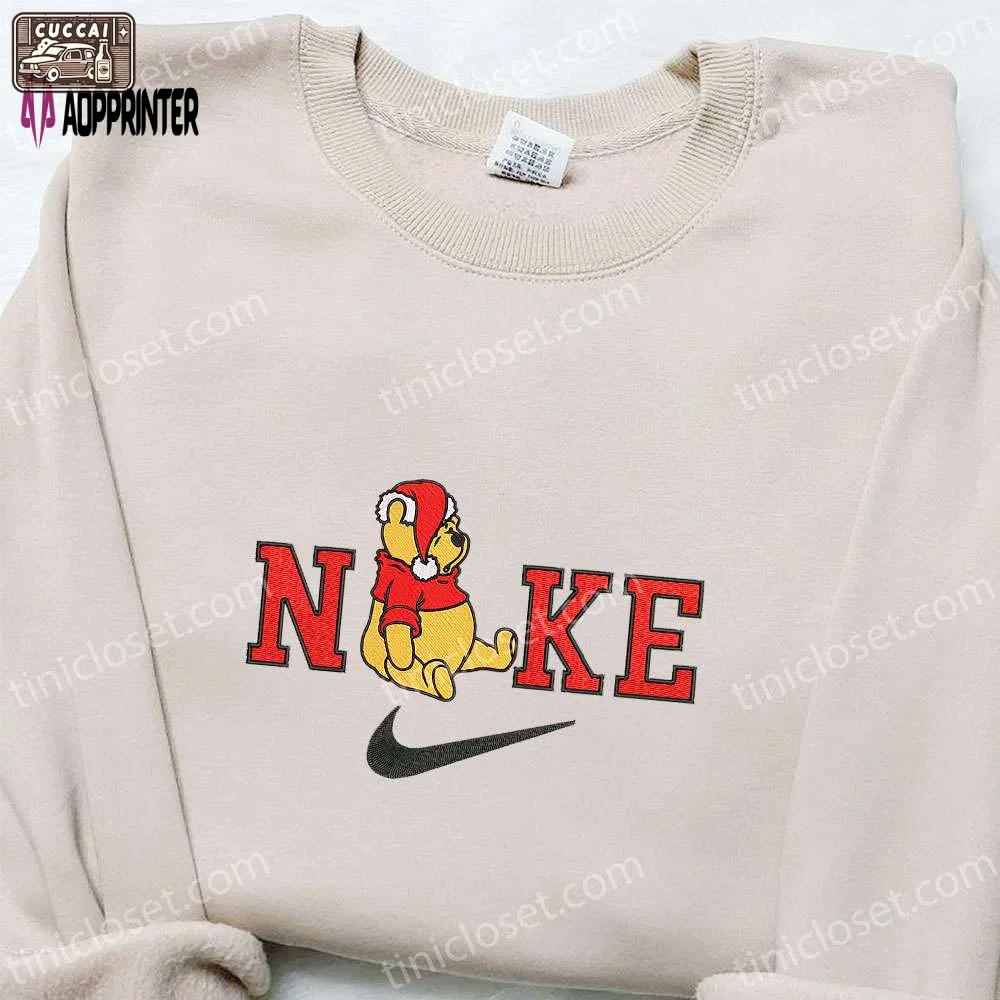 Winnie pooh asleep x nike christmas embroidered sweatshirt: cartoon shirt best gift idea Embroidered Shirt