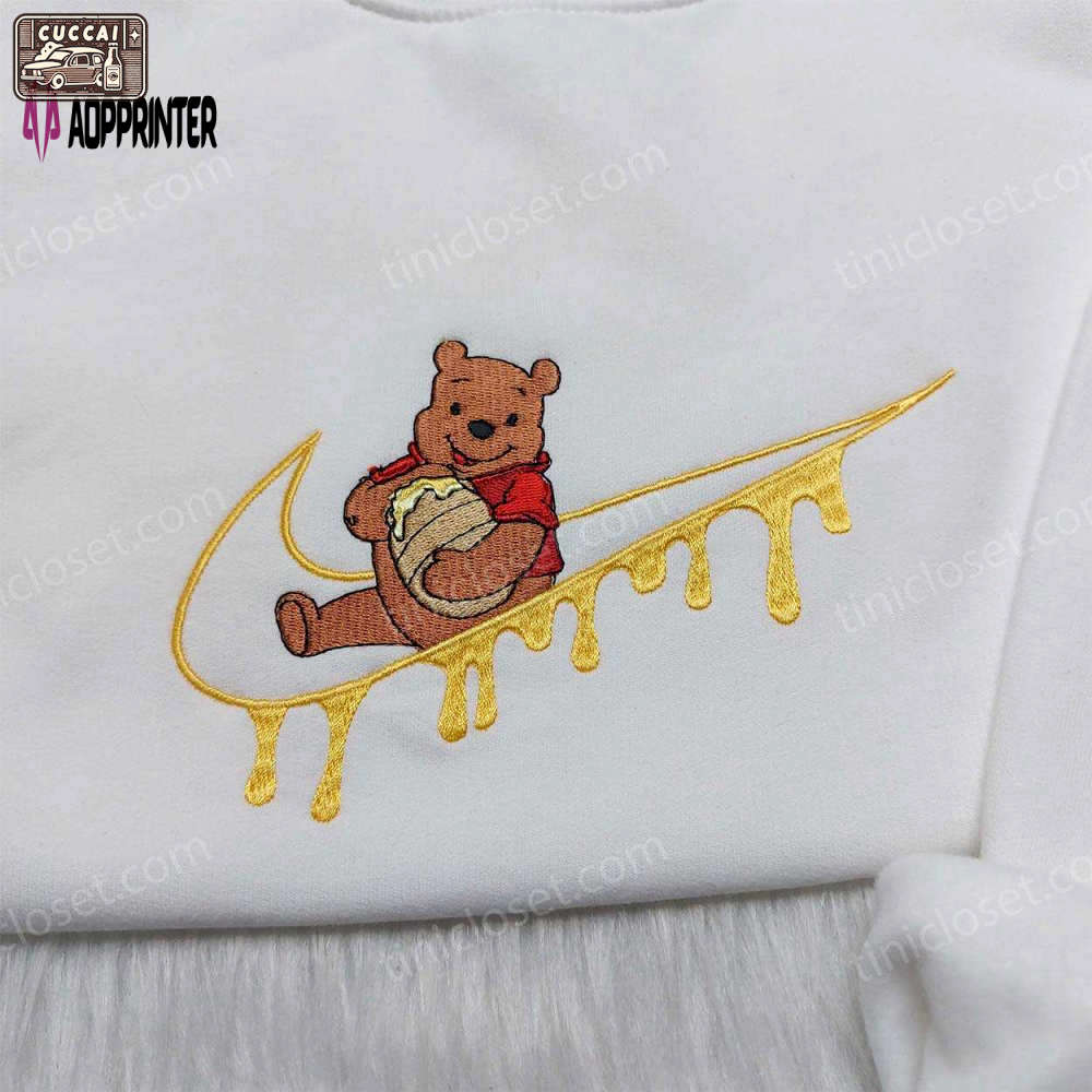 Winnie pooh disney embroidered hoodie – custom nike swoosh sweatshirt Embroidered Shirt
