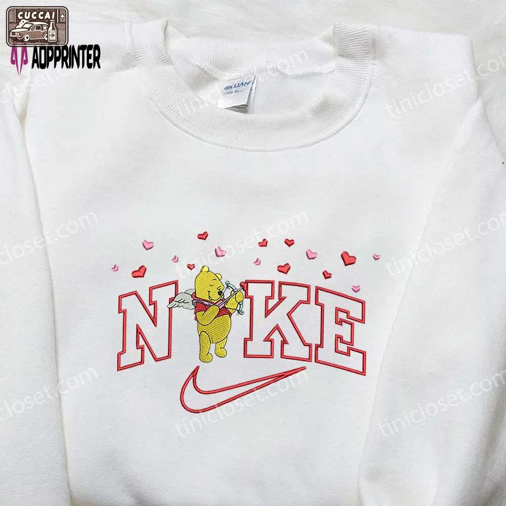 Winnie the pooh cupid x nike embroidered sweatshirt – disney inspired nike shirt Embroidered Shirt