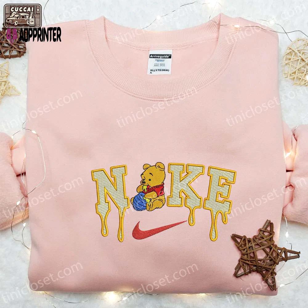 Winnie the pooh x nike cartoon embroidered shirt: best nike-inspired gift for family Embroidered Shirt