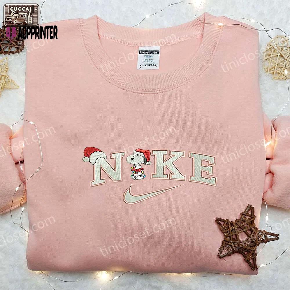 Xmas snoopy x nike embroidered sweatshirt: best nike inspired christmas gift Embroidered Shirt