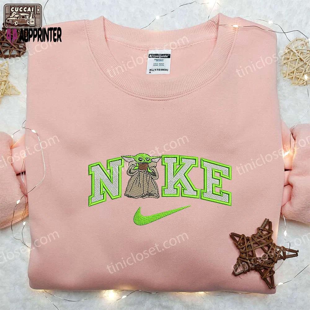 Yoda x nike embroidered sweatshirt: star wars movie shirt nike inspired design Embroidered Shirt