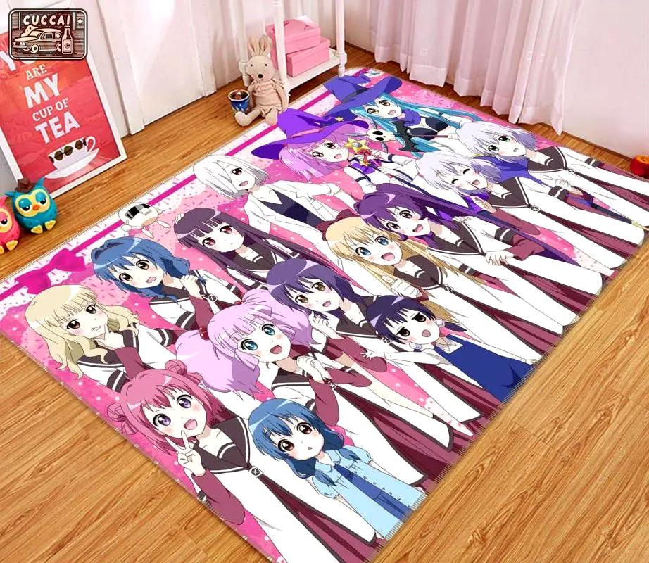 Yuruyuri anime 3 area rug living room and bed room rug rug regtangle carpet floor decor home decor Rectangle Rug