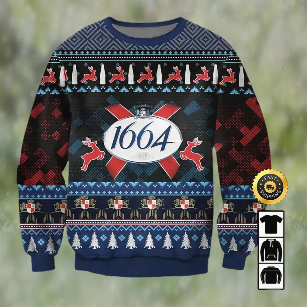 1664 blanc beer ugly christmas sweater, faux wool sweater, international beer day, gifts for beer lovers, best christmas gifts for 2022, merry christmas ? prinvity Christmas Ugly Sweater