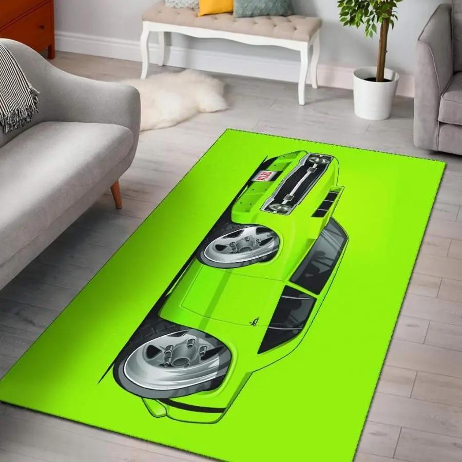 1969 dodge dart car art area rug living room rug home decor carpets green Rectangle Rug