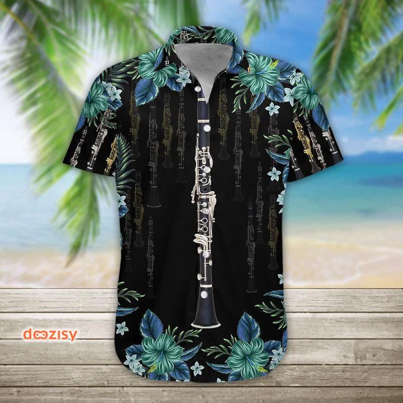 3d clarinet trendy hawaiian shirt, trendy hawaiian shirts for men short sleeve aloha beach shirt Hawaii Shirt Shorts & Flip Flops