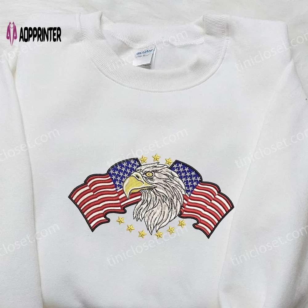 American flag & eagle embroidered shirt: perfect national day gifts best patriotic shirts Embroidered Shirt