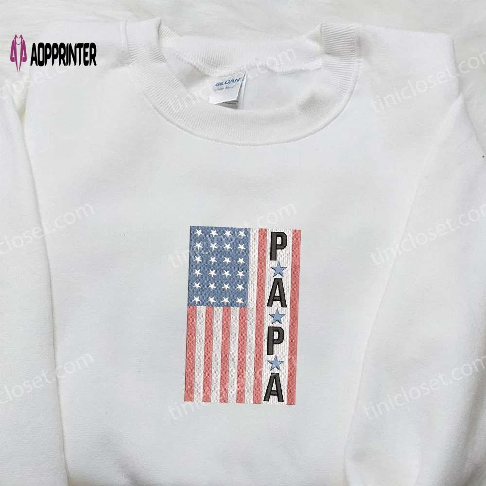 American papa embroidered shirt – best patriotic shirts for national day gifts Embroidered Shirt