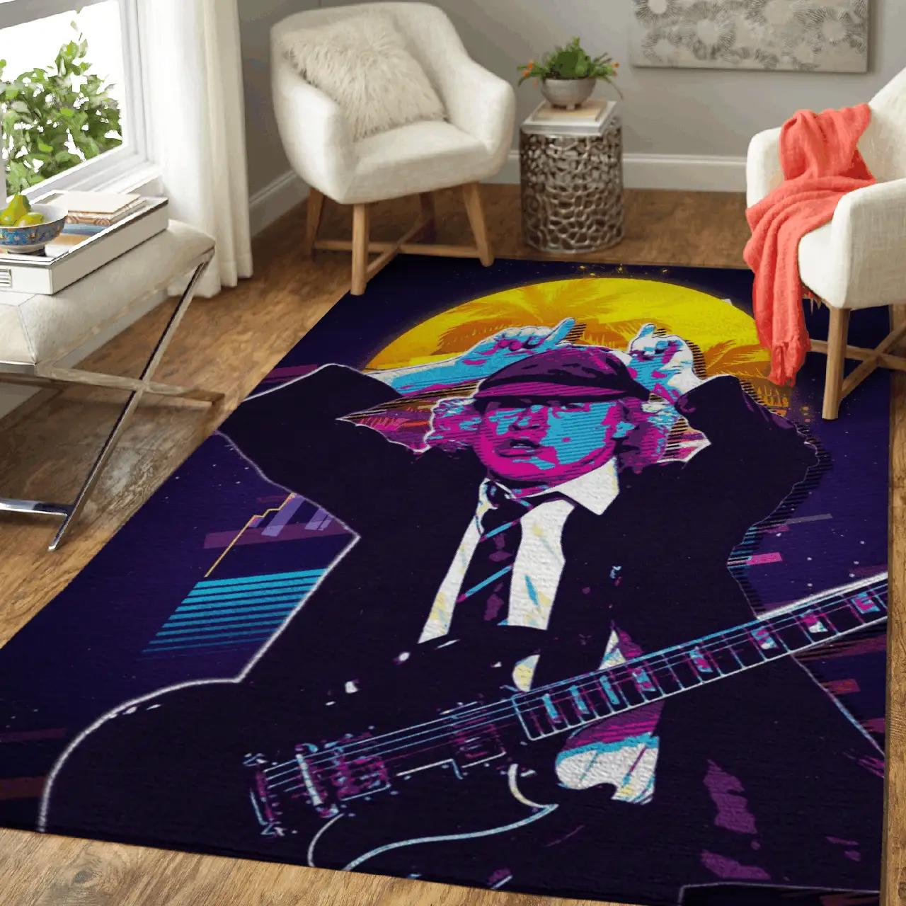Angus young ac dc band music pop art area rug area rug living room carpet rug regtangle carpet floor decor home decor Rectangle Rug