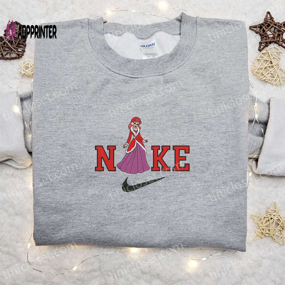 Ariel disney christmas x nike embroidered sweatshirt: festive cartoon shirt perfect christmas gift Embroidered Shirt