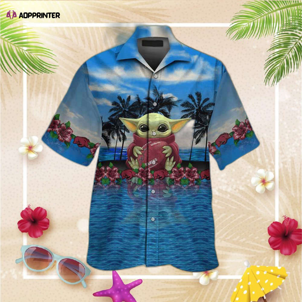 Arkansas razorbacks baby yoda hawaii shirt summer button up shirt  for men women Hawaii Shirt