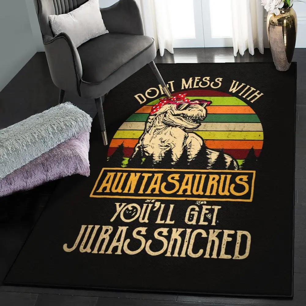 Aunt gift indoor outdoor rugs, don’t mess with auntasaurus t rex aunt gs cl rug Rectangle Rug