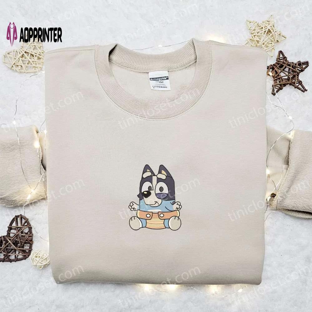 Baby bluey embroidered shirt & cartoon hoodie – perfect gift idea for kids! Embroidered Shirt