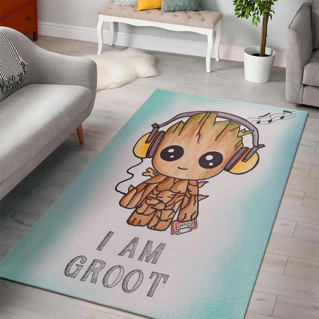Baby groot guardians of the galaxy marvel movies area rugs living room carpet rug regtangle carpet floor decor home decor Rectangle Rug